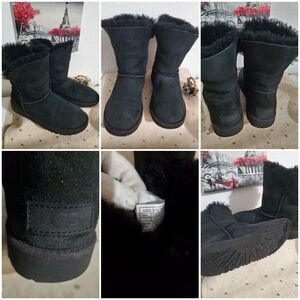 UGG AUSTRALIA BLACK SUEDE WOMEN'S MID CALF BOOTS-7